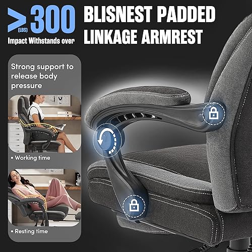 Miniatura 4 de Silla de Oficina de Masaje con Reposapiés, Vibración de 6 Puntos y Calor, Sillas de Oficina Ejecutivas, Silla de Escritorio Ergonómica para Personas