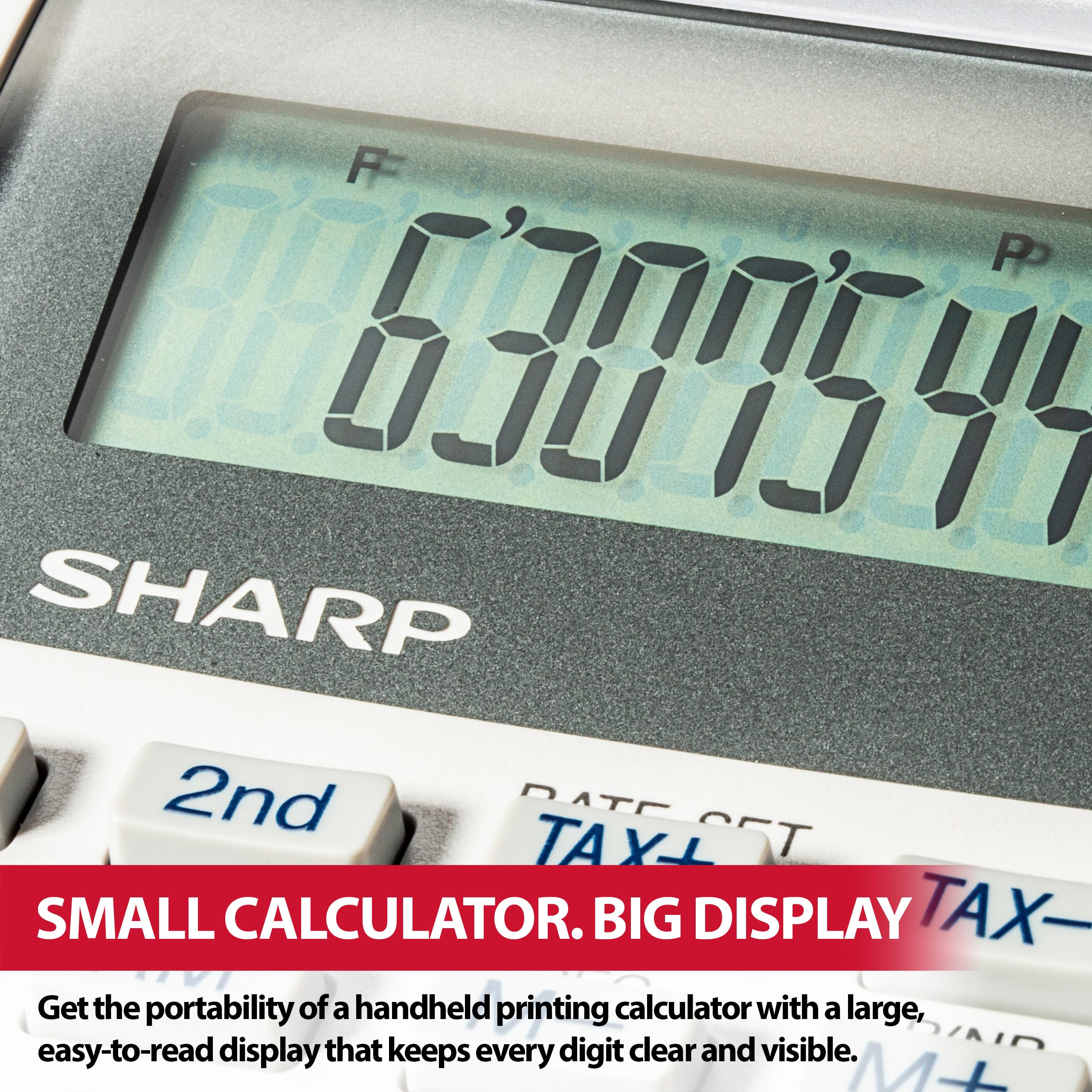 Sharp EL-1611V Calculatrice portable 12 chiffres grand écran LCD bicolore fonctions fiscales 191 x 99 x 42 mm