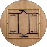 Vista 7 de Flash Furniture Furman Mesa redonda de madera plegable para banquetes de 6 pies con tapa con acabado transparente
