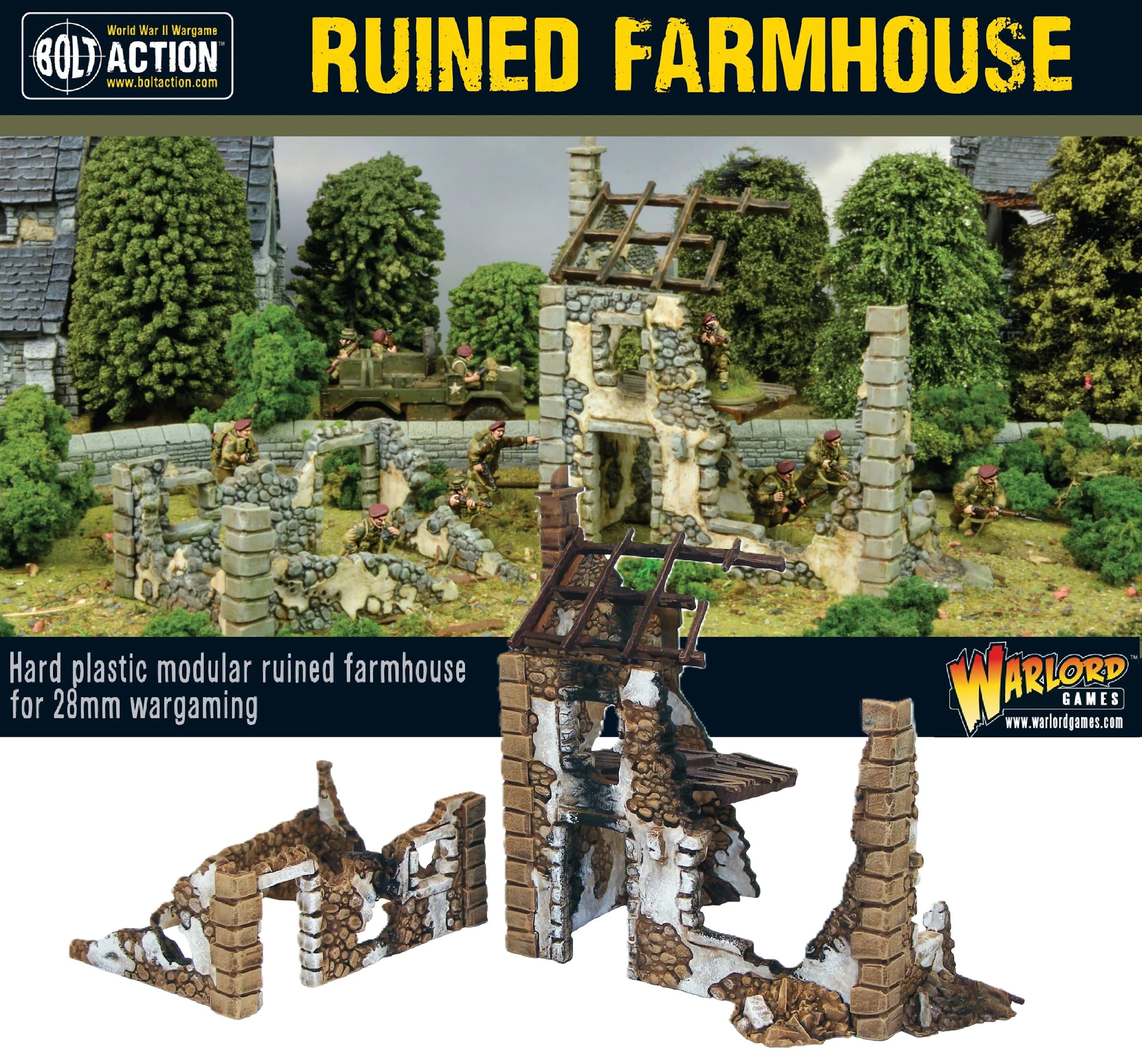 Ruined Farmhouse 1/56 Tabletop Model Scenery for Bolt Action