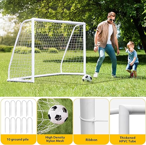 Miniatura 2 de ZENY Portería de fútbol portátil para patio trasero, 12 x 6 pulgadas, 10 x 6.5 pulgadas, 8 x 5 pies, red de fútbol para niños y adultos, marco para