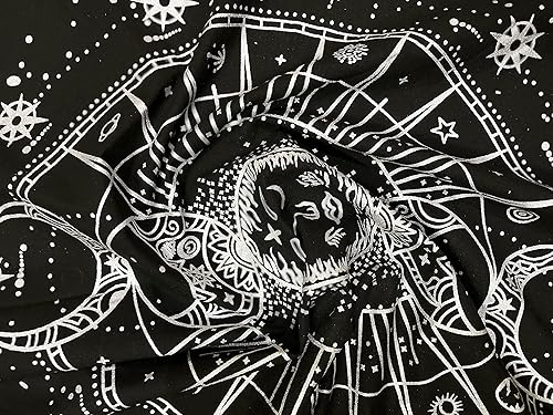 Miniatura 3 de Indian Consigners Mantel cuadrado para colgar en la pared, diseño de caras de luna, diseño de caras de luna, 36 x 36 pulgadas, diseño de fases