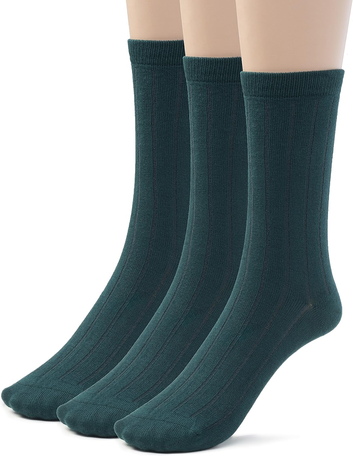 Silky Toes Mens Rayon From Bamboo Ribbed Dress Crew Socks 3 or 6 Pairs Calf Socks