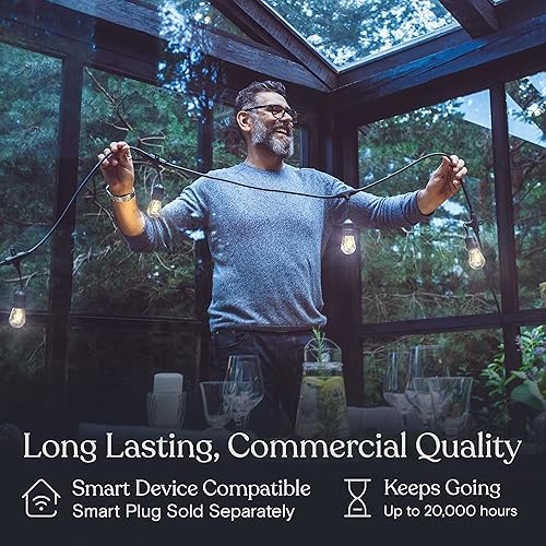 Miniatura 6 de Brightech Ambience Pro  Serie de luces LED impermeables para exteriores  colgantes, regulables, 2 W, bombillas vintage Edison  Luces de jardín de