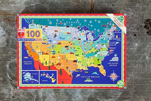 Miniatura 2 de eeBoo: This Land is Your Land - Rompecabezas de 100 piezas, permite a los niños aprender industrias clave y vida silvestre asociadas con cada
