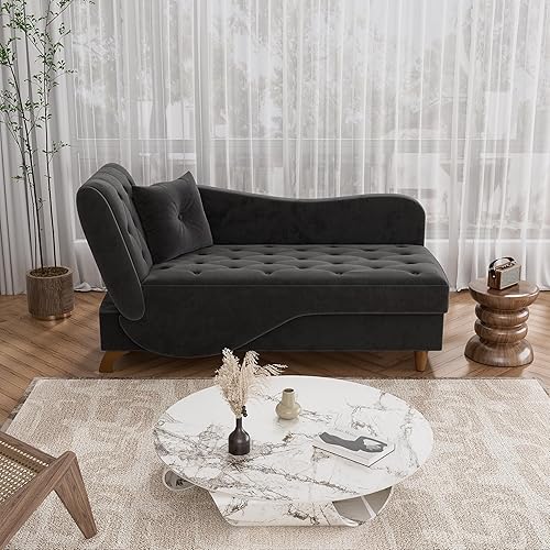 Miniatura 33 de Tumbona interior con almacenamiento, reposabrazos ajustable, silla de lectura reclinable, sofá cama con almohada, futón de terciopelo 3 en 1 para