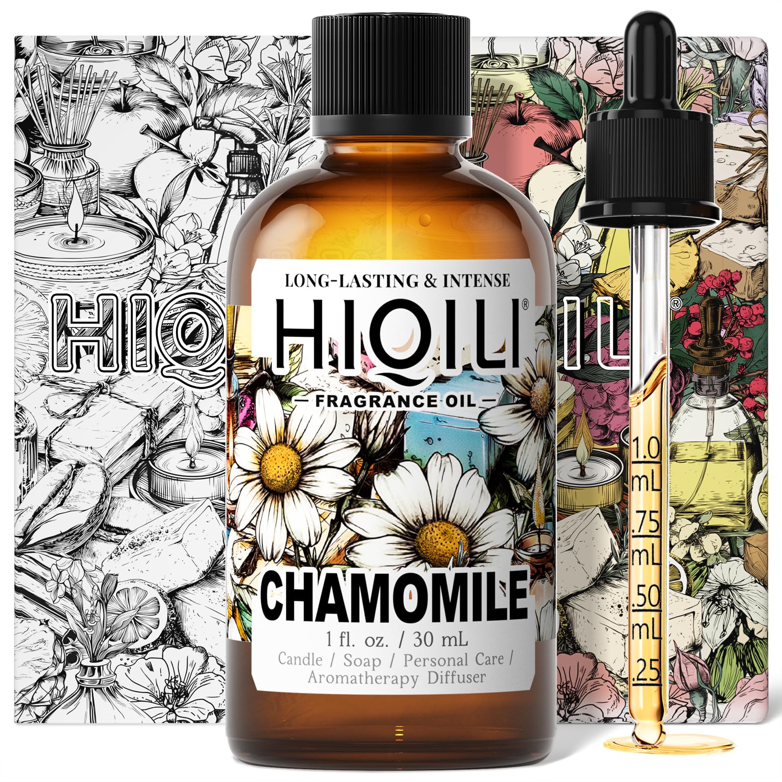 HIQILI Chamomile Fragrance Oil for Candle, Soap Making, Use in Essential Oil Diffusers, Add to Body Lotion, Laundry Dryer Balls - 1 Fl Oz