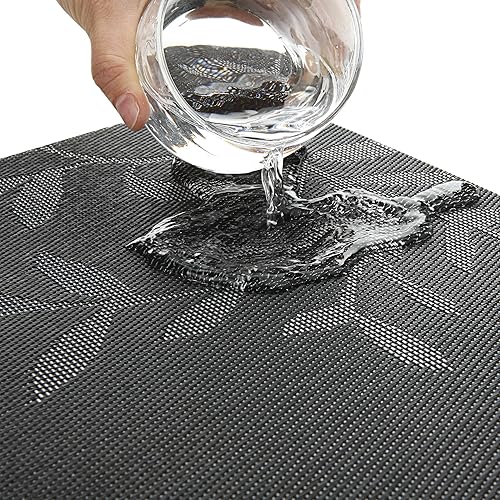 Miniatura 2 de Juego de 6 manteles individuales negros, antideslizantes, de Navidad, lavables, de vinilo, tejido para comedor, mesa de cocina, patio (18 x 12