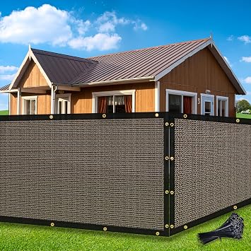 Amagenix Privacy Fence Screen 6x99Customized Brown Heavy Duty Fencing Mesh Shade Net Cover with Brass Grommet for Chain Link, Patio Privacy Wall Slats Outdoor Garden Yard Pool Deck