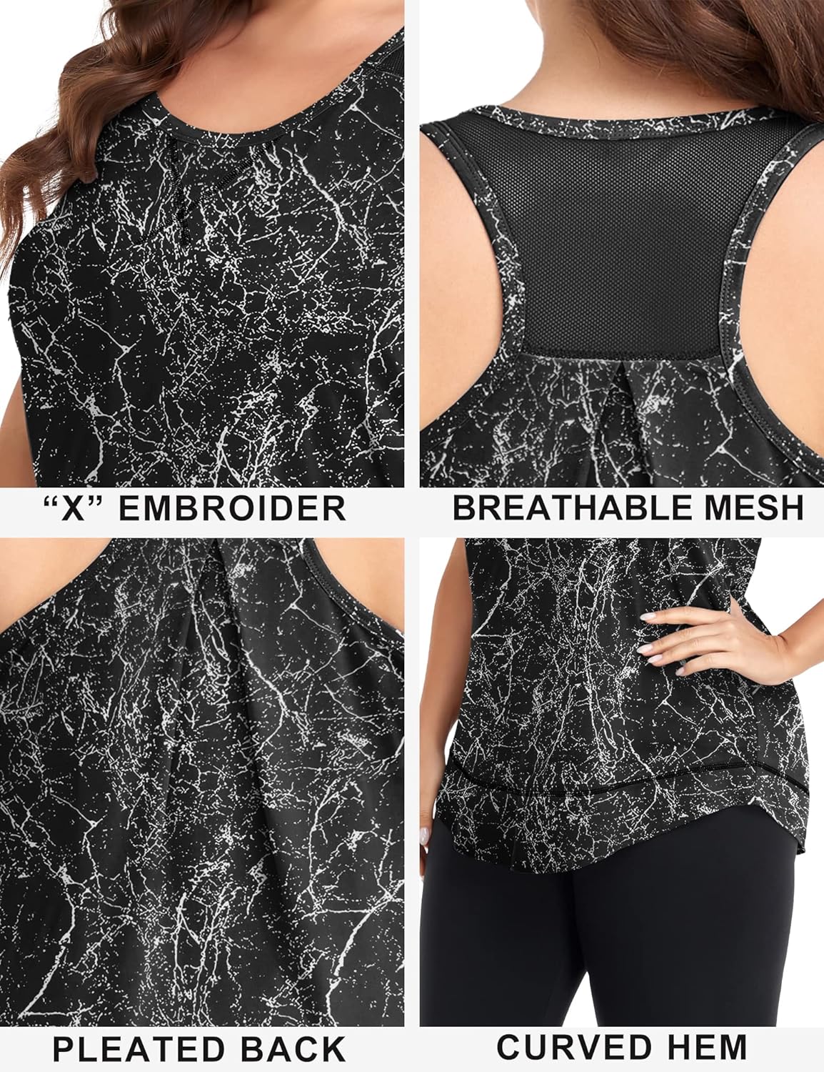 COOTRY Plus Size Workout Tops for Women Racerback Tank Tops Athletic Gym Yoga Clothes Loose fit - Image 4