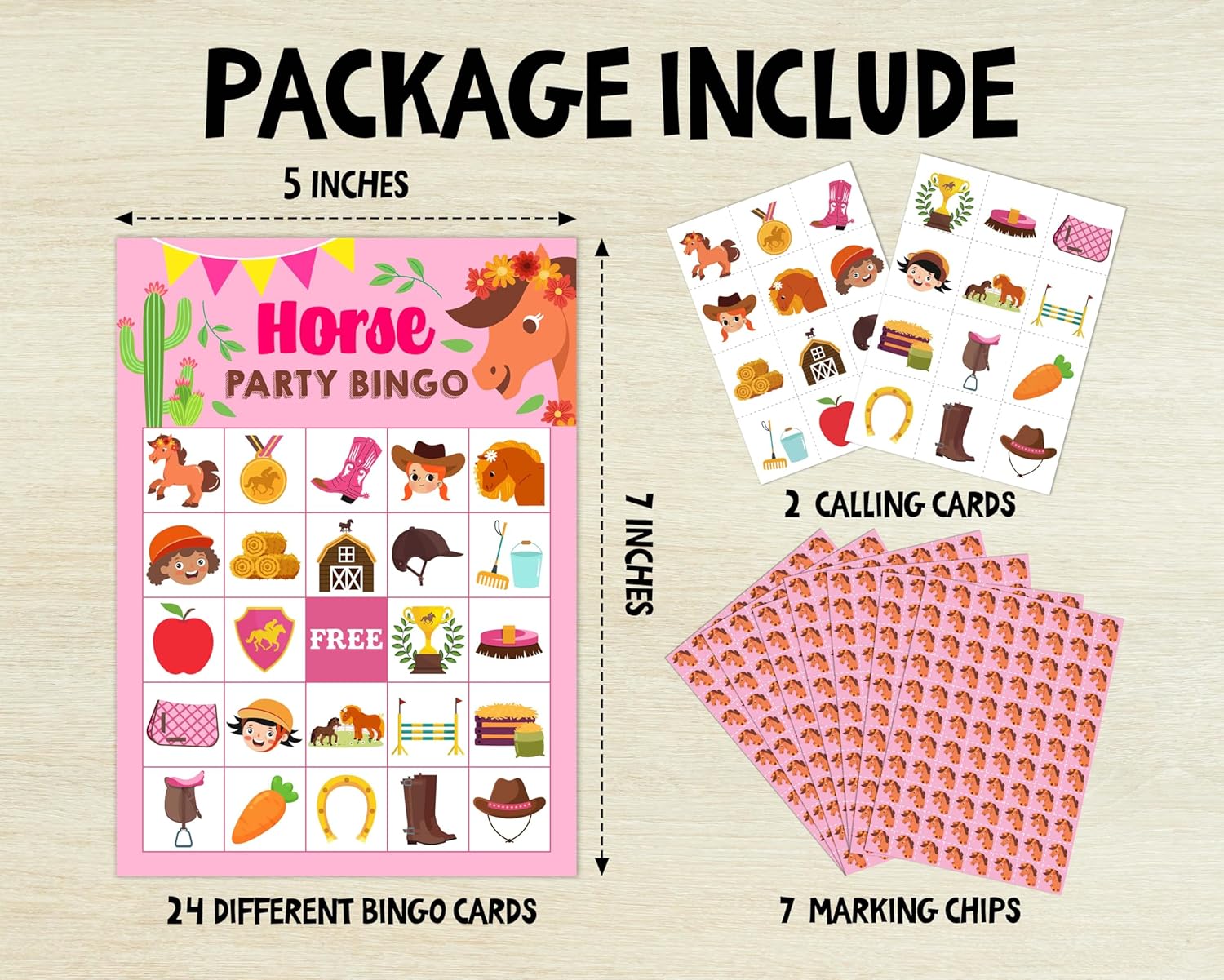 Horse Bingo Games Cards, Farm Bingo Game Set, Horseback Bingo Party Game, Horse Bingo Supplies for Horse Lovers Adults Cowgirls, Western Birthday Party Decorations -09