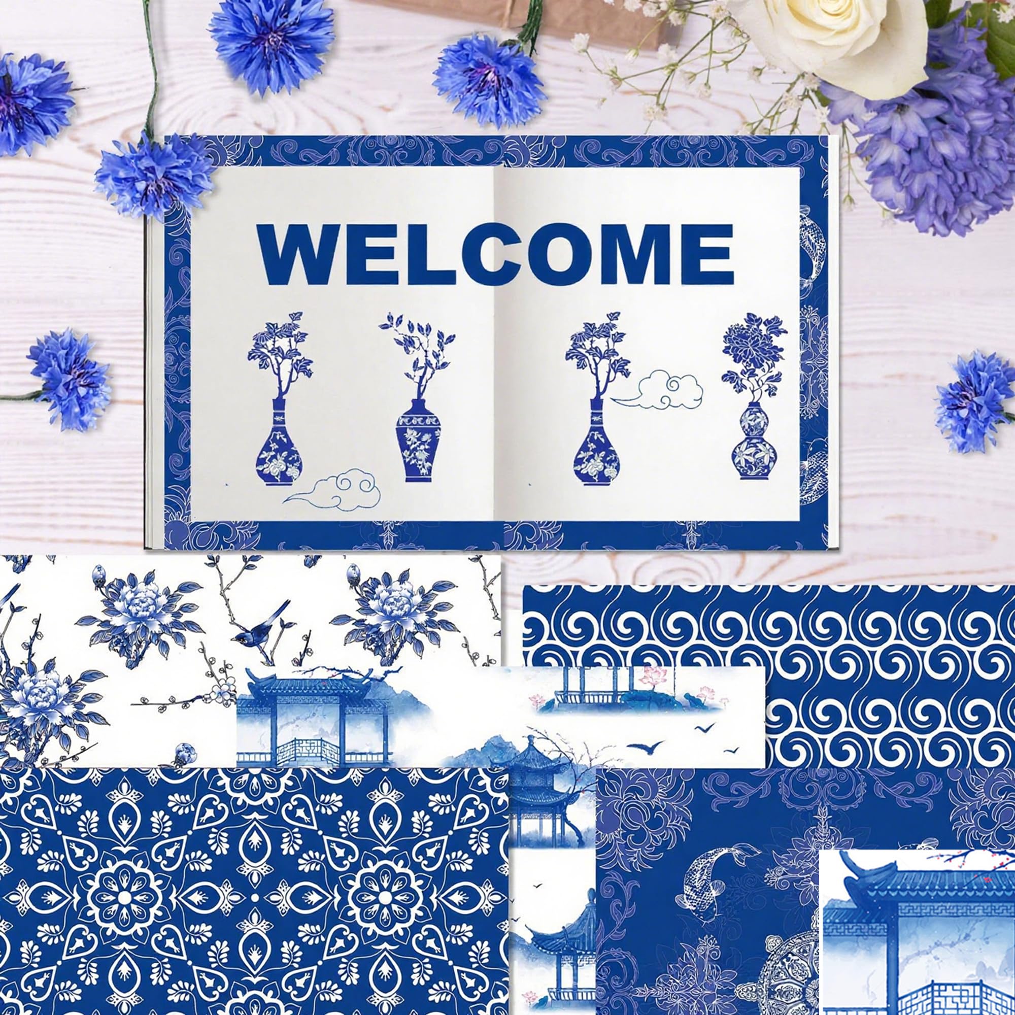 Carta per scrapbooking 30x30cm, 24 fogli/12 design, carta doppia faccia per artigianato, carta decorativa per découpage, blocco di carta per album fai-da-te, bullet journals, regali dolci (H)