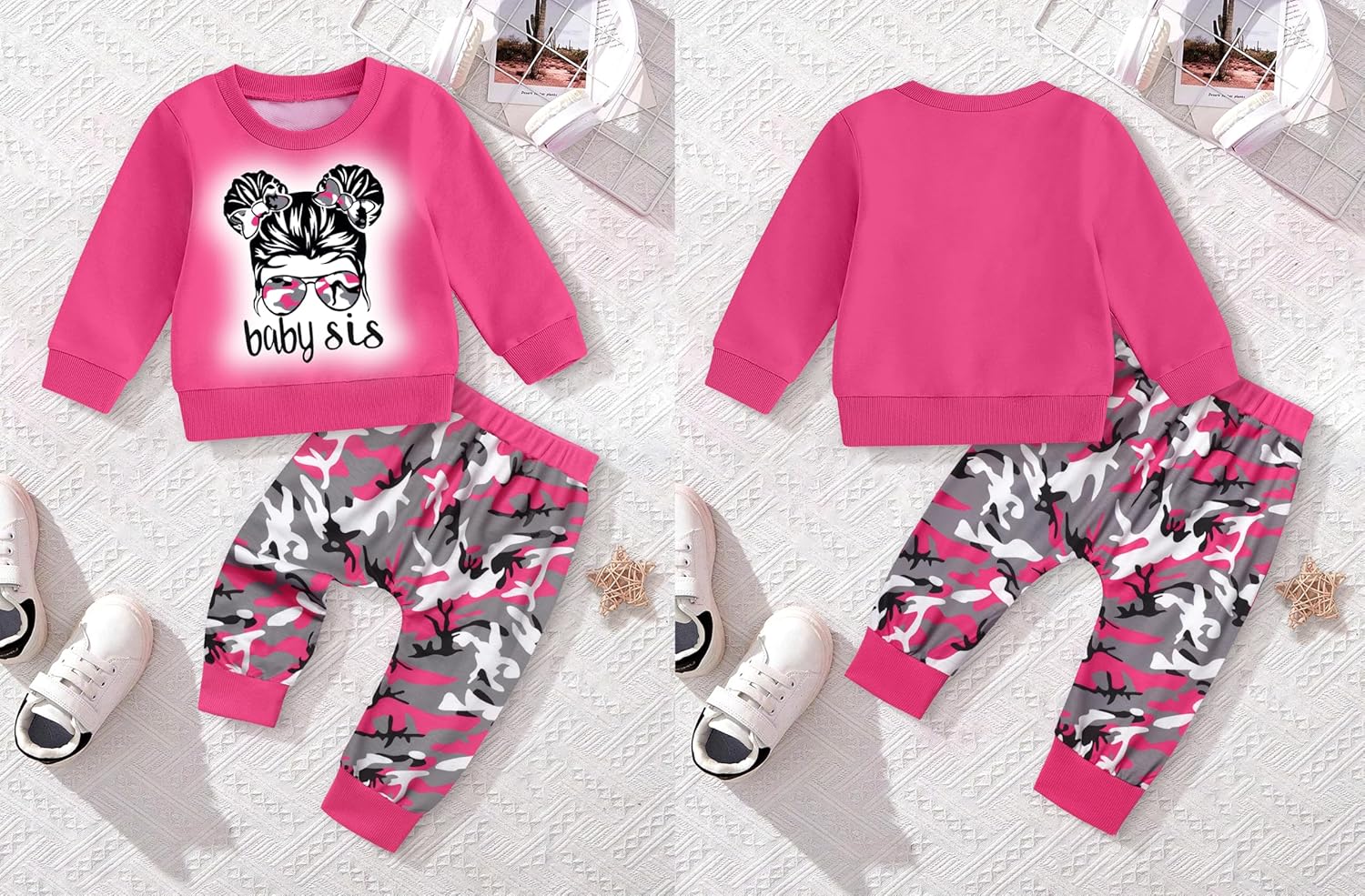 AGAPENG Toddler Baby Girl Clothes Cute Graphic Long Sleeve Sweatshirt Camouflage Pants Sweatsuit Infant Fall Winter Outfits - Image 5