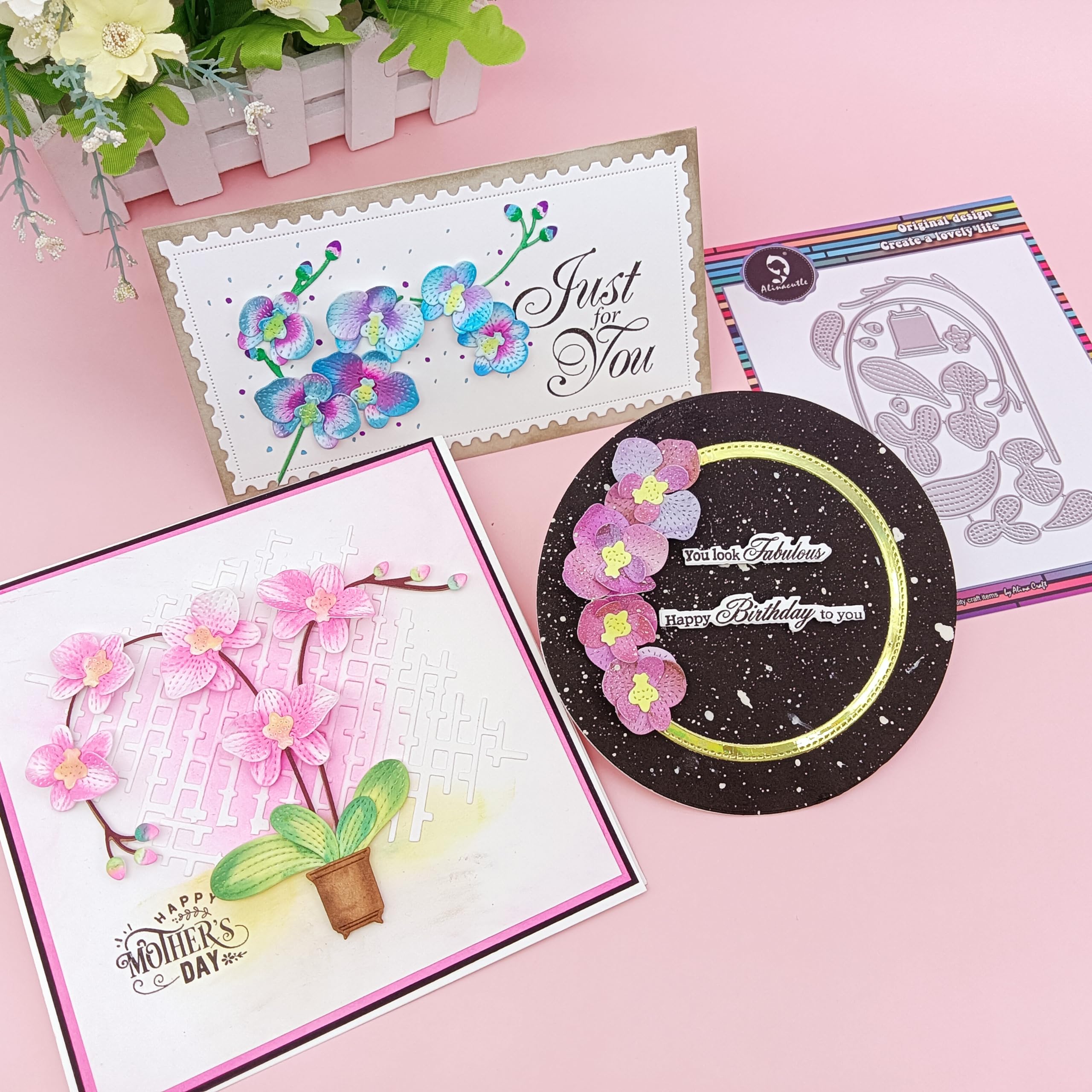 1set Moth Orchid & Pot Metal Cutting Die Cut Floral Dies Flower Die-cuts for Paper Craft Handmade Card Making Greeting Cards Scrapbooking & Album Arts from Alina Crafts