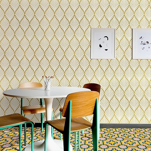 Vista 24 de Amiya Papel tapiz autoadhesivo de hojas plateadas de 17.5 x 120 pulgadas, papel de contacto extraíble, bohemio, gris, para pared de baño, Plateado