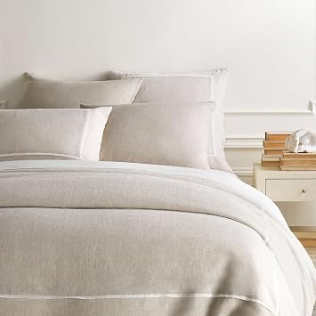 Pine Cone Hill Keaton Linen Natural Solid Linen Duvet Cover, Full/Queen