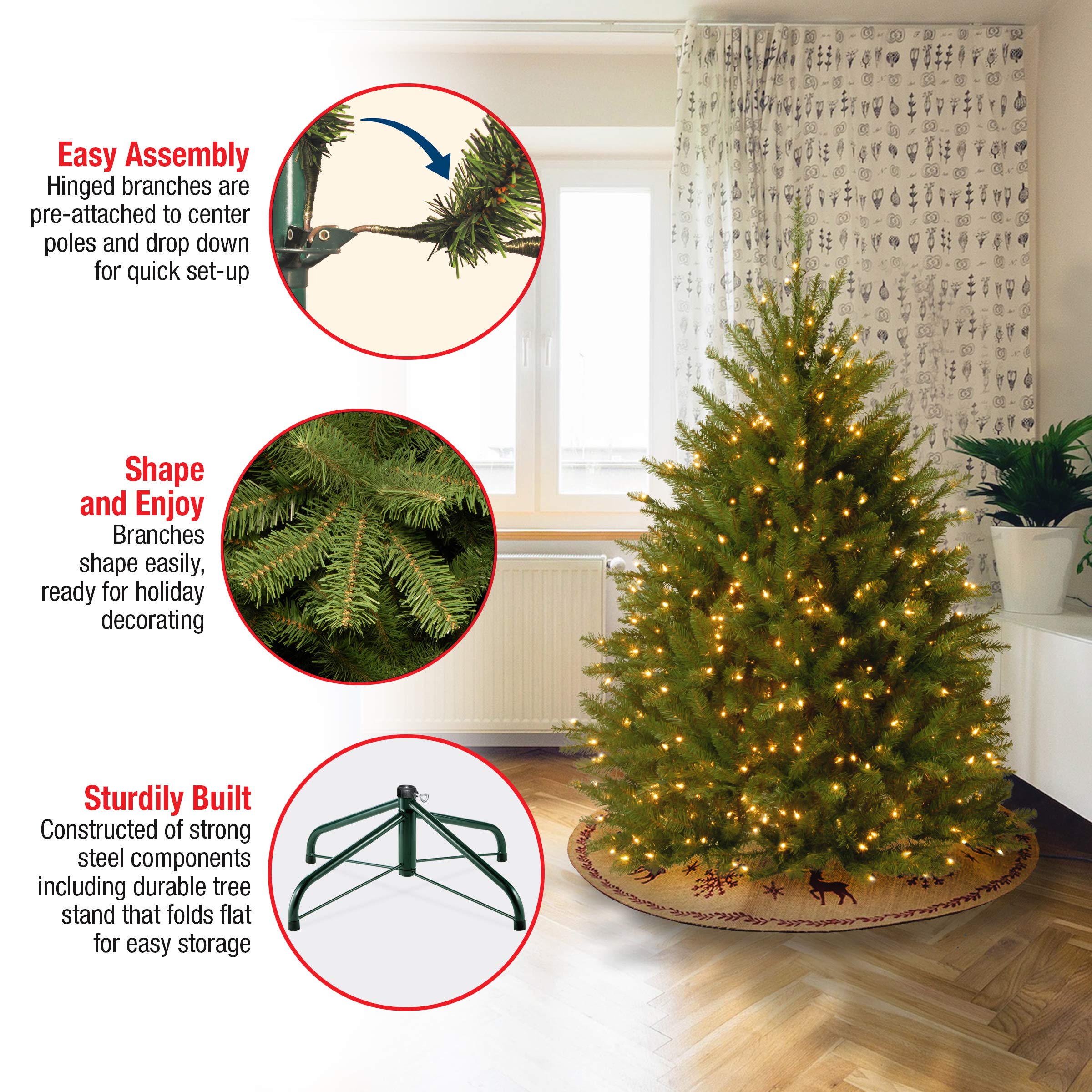 クリスマスツリー　National Tree Company DUH-40LO 4 ft. Pre-Lit Dunhill Fir Tree with Clear Lights, Plug-In