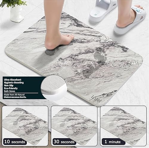 Miniatura 5 de Kivi Tapetes de baño de piedra para baño - Alfombra de baño de piedra para ducha - Alfombra de baño de secado rápido absorbente de piedra, alfombra