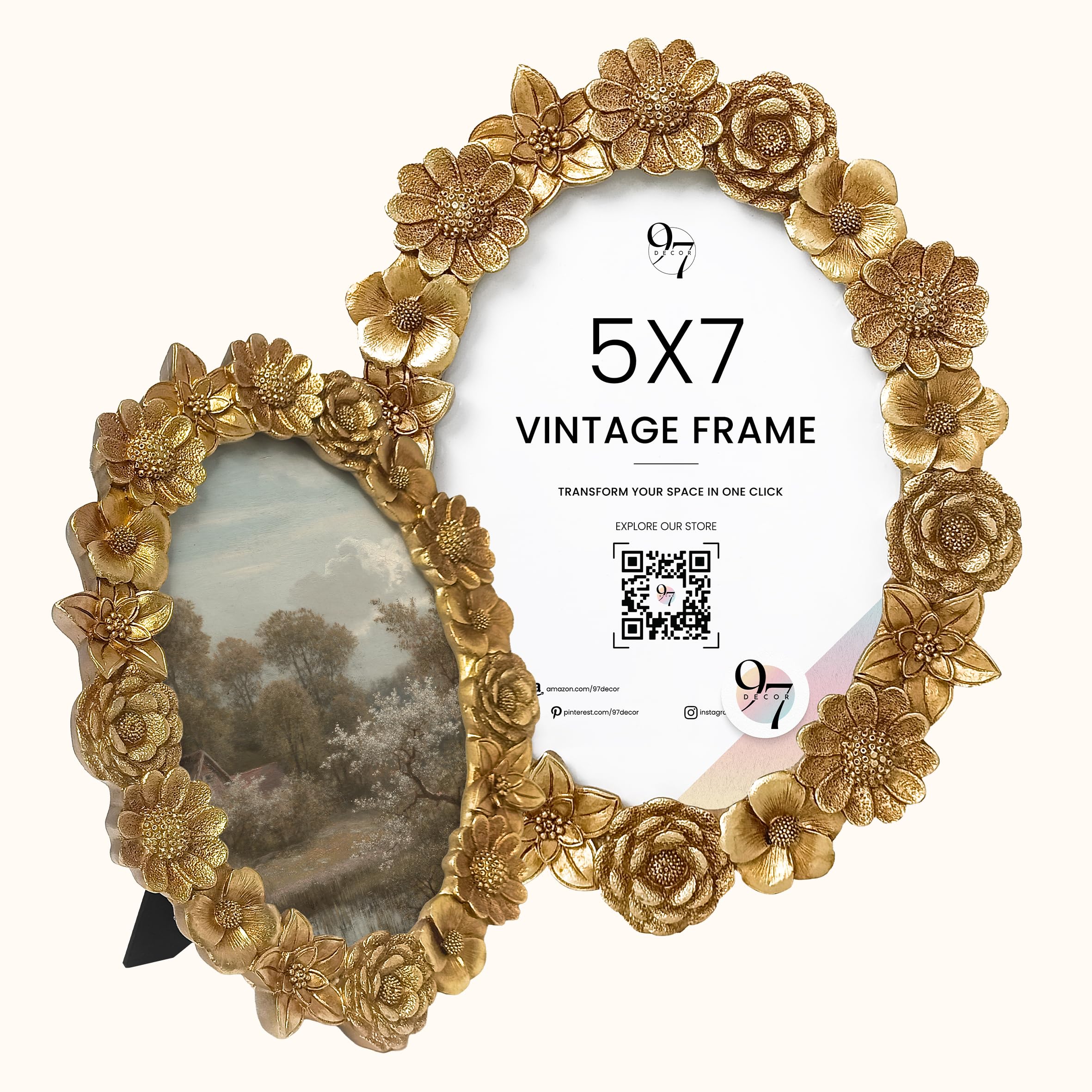 Amazon.com - 97 Decor Gold Oval Picture Frame 5x7, Vintage Ornate