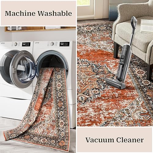 Miniatura 7 de Alfombras de área de 5 x 7 pies, resistentes a las manchas, lavable, parte trasera antideslizante para sala de estar, alfombras grandes de comedor,