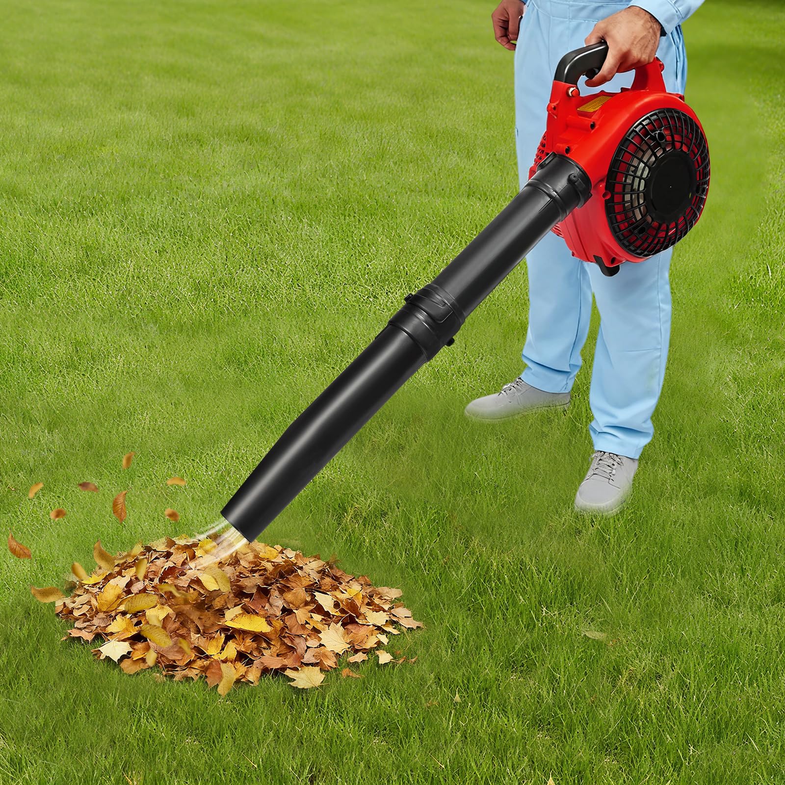 Soplador de hojas manual de 2 tiempos de 25,4 cm³, soplador de hojas de gas de 0,75 kW para remover la nieve y eliminar el polvo, soplador de gasolina para patio, calle, invernadero