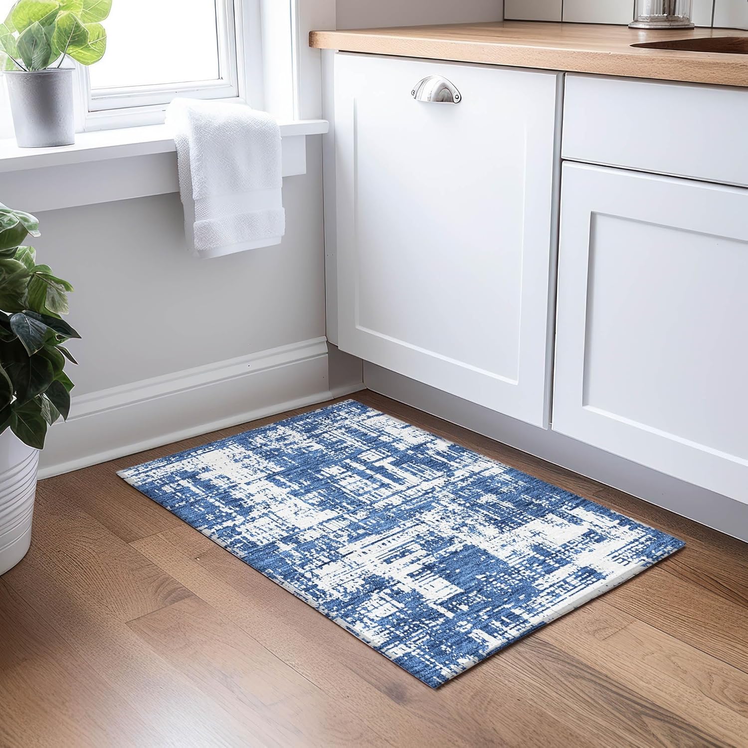 Addison Rugs Chantille ACN895 Blue 1'8" x 2'6" Indoor/Outdoor, Machine Washable, Easy Clean, Non Shedding, Bedroom, Living Room, Dining Room, Kitchen, Patio Rug