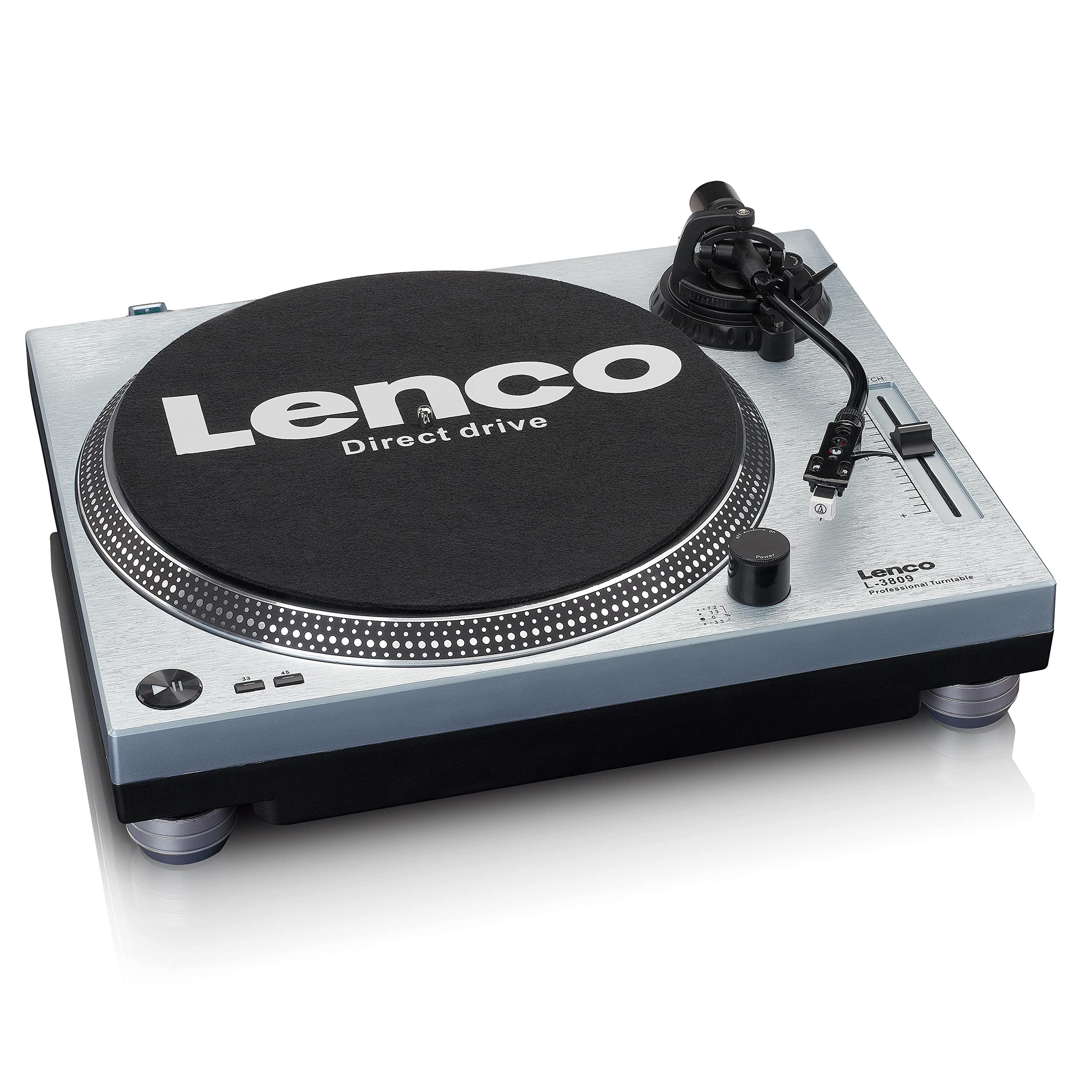 Lenco L-3809ME - Plattenspieler - Schallplattenspieler | L-3809 - USB - Vorverstärker - 33 und 45 U/min - MMC - RCA- Line Out - Blau Metallic