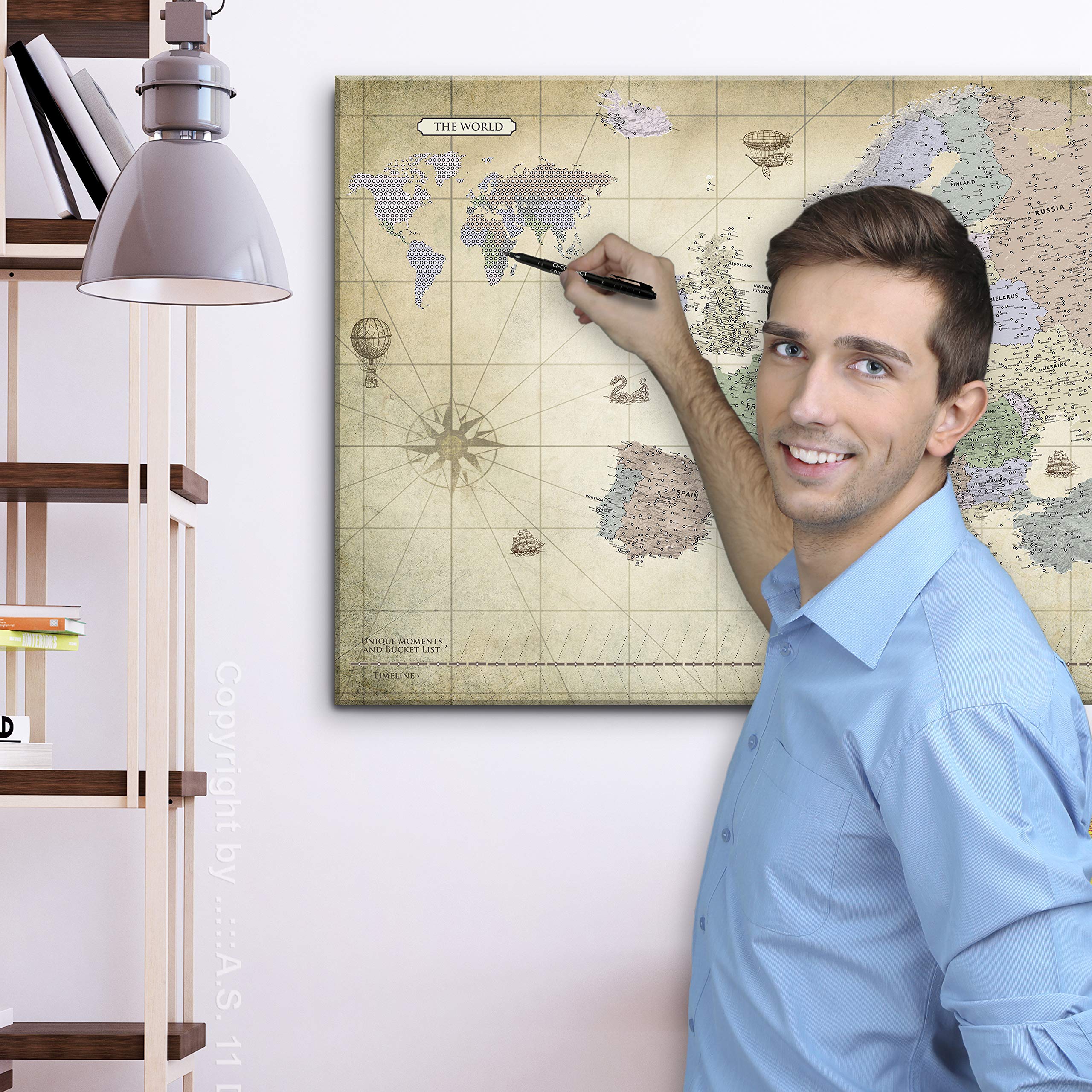 murando - Pinnwand Bucket List, 120x80 cm, Wohnzimmer, Büro, Kork