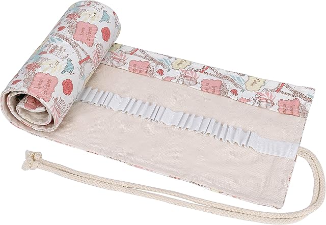 Canvas Pencil Wrap 72 Slots Roll up Colored Pencils Holder Portable Pencil Curtain Case Travel Drawing Pencils Organizer Holder for School Student and Artist (Iron Tower Style)