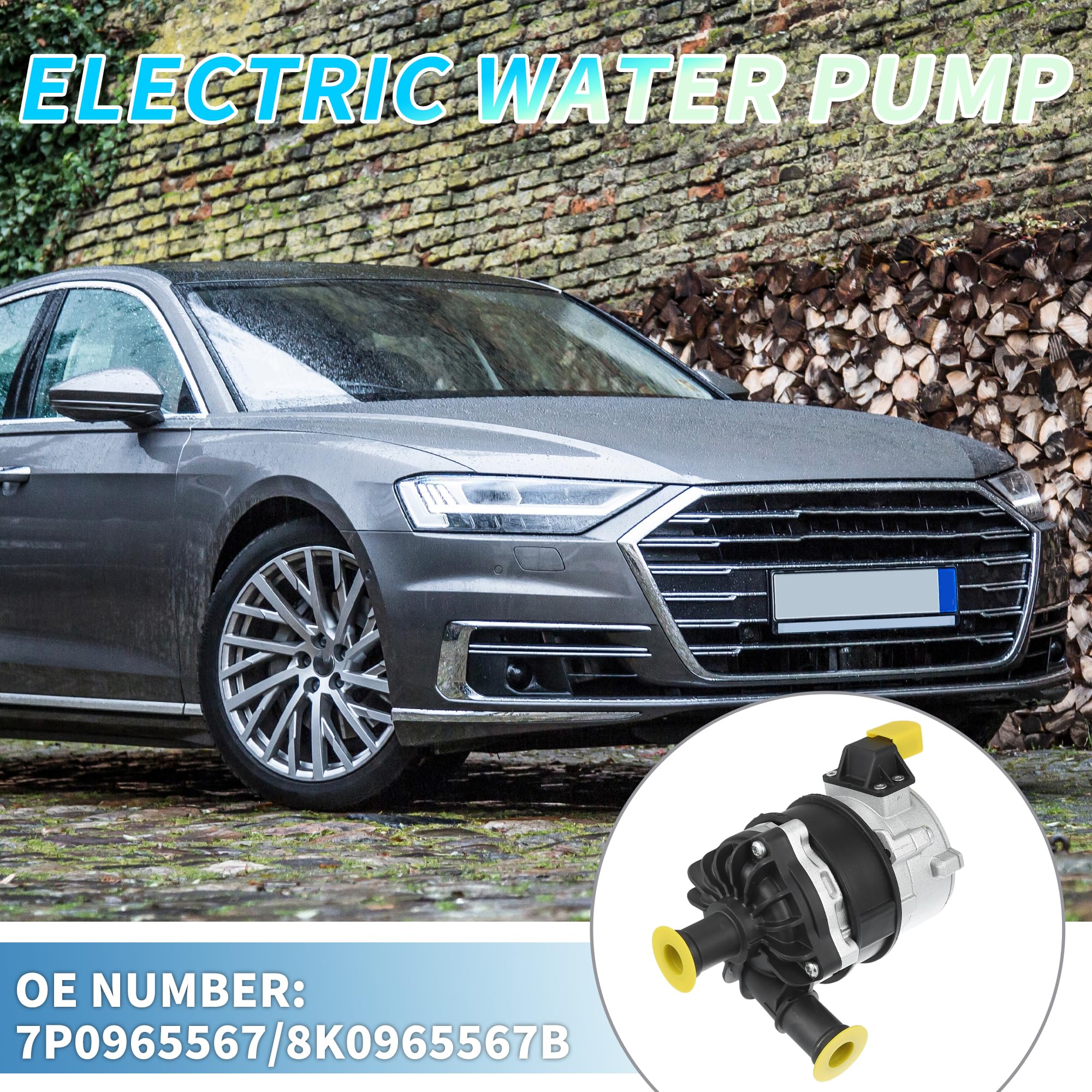 A ABSOPRO Bomba De Agua Eléctrica Para Audi A6 Quattro 09-17 1Pc | Color Negro Y Plateado, Material Metal Y Plástico, Oe 7P0965567/8K0965567B, Para Audi Q7 11-17, Para Porsche Cayenne 11-14