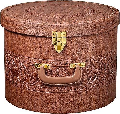 Miniatura 10 de Caja grande de almacenamiento para hombres y mujeres contenedor redondo de fácil viaje con tapa de bloqueo dorada y asa resistente ideal para llevar