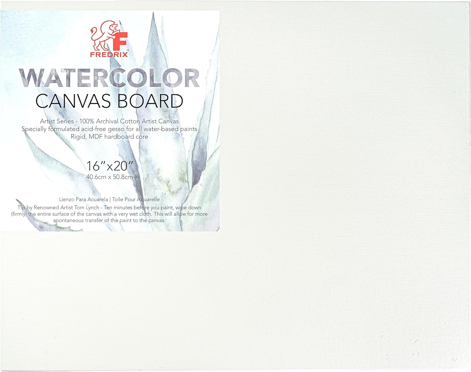 FREDRIX Artist Series Primed Watercolor Archival Canvas Board, 16" x 20"