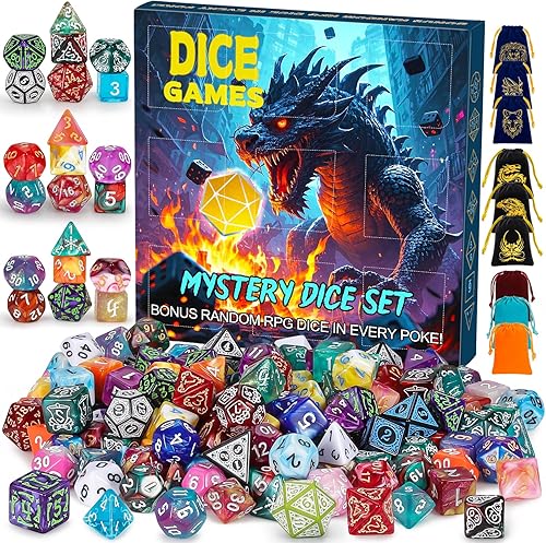 Miniatura 13 de CiaraQ Juego de dados poliédricos – Dados de juego de rol DND para juegos de mesa RPG de Dungeons and Dragons, multicolor, 42 piezas