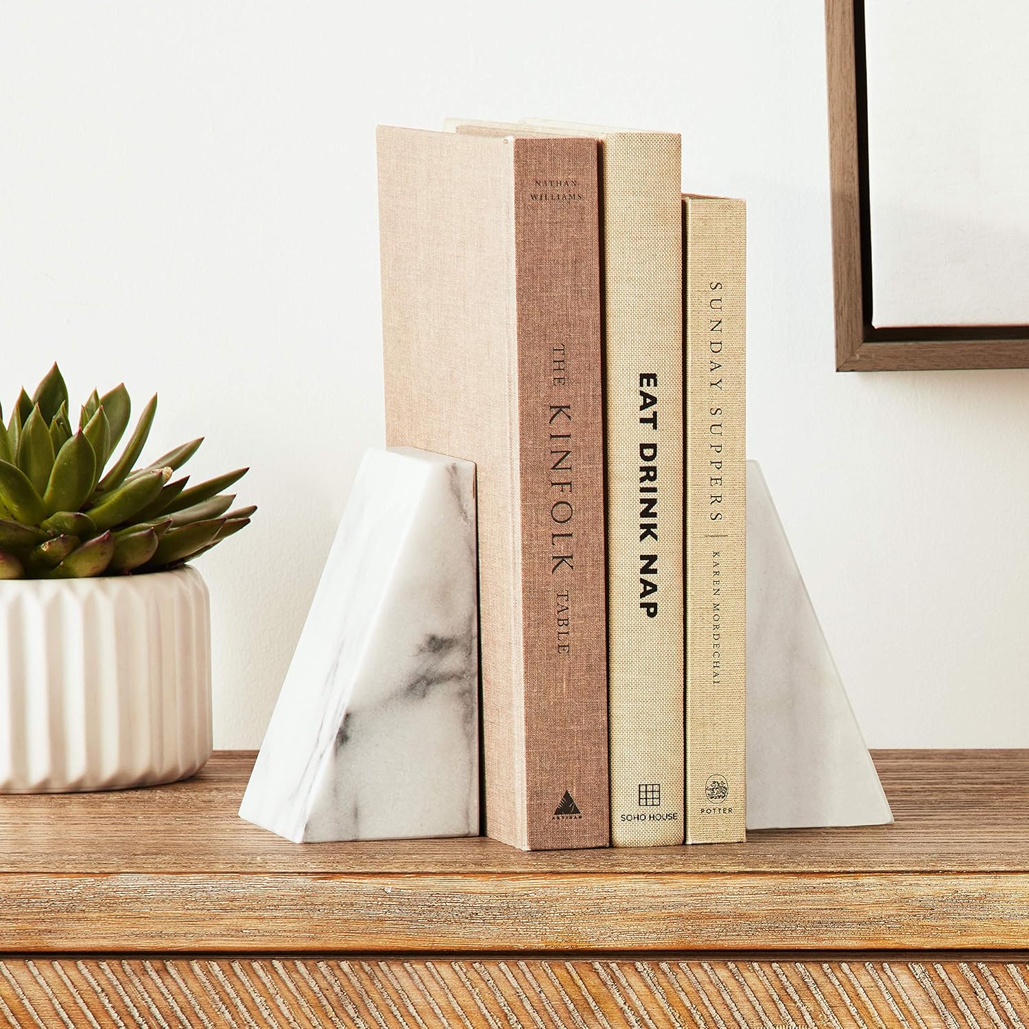Fox Run Triangular 100% Natural Polished White Marble Bookends 4 x 3 x 6 inches : Home & Kitchen