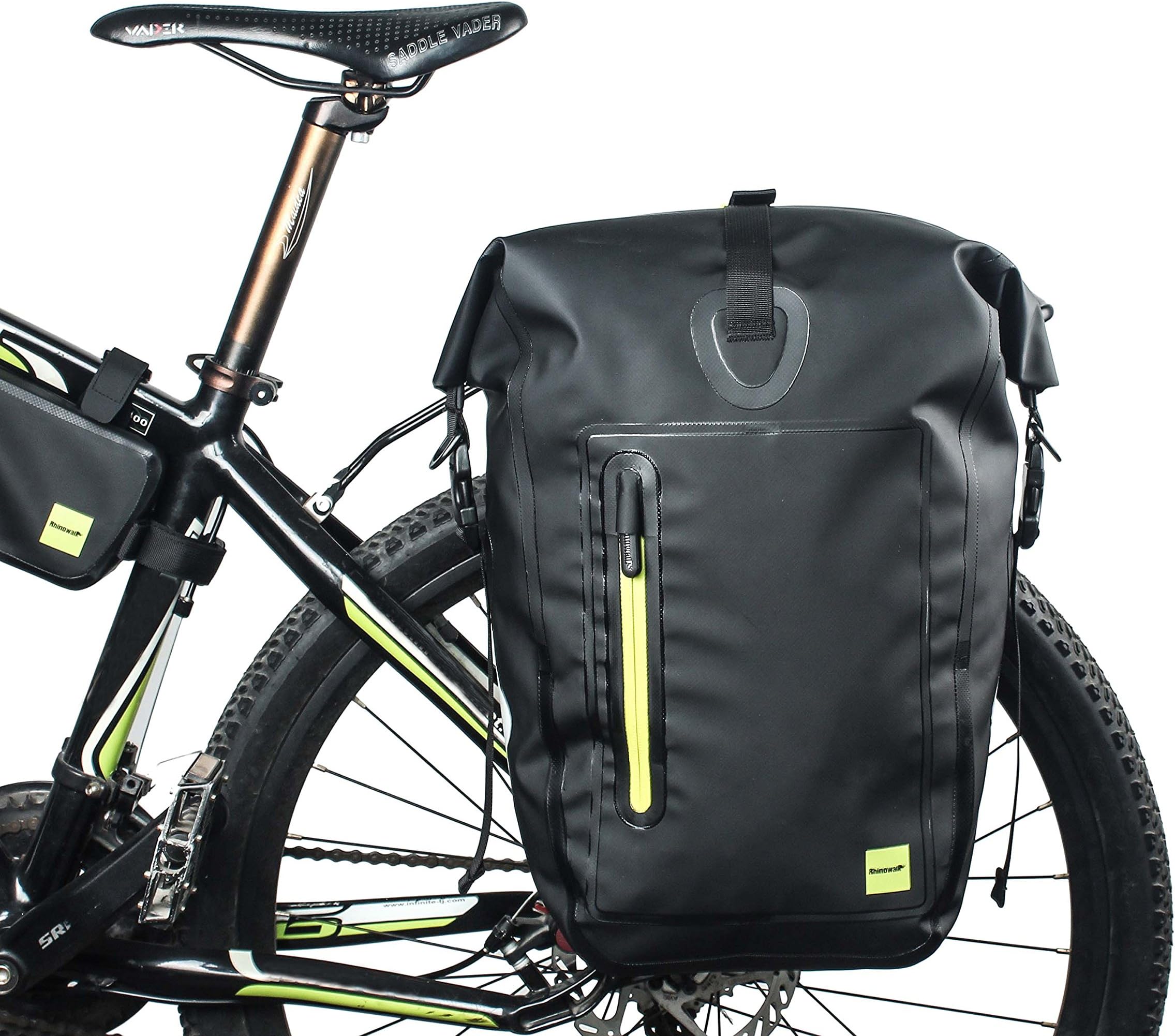 Pannier Bag, 25L Large Capacity Bicycle Pannier Bag Waterproof Mountain Bike Bag Lightweight Bike Pouch, 1000D Polyester,Anti -scratch, Color Black