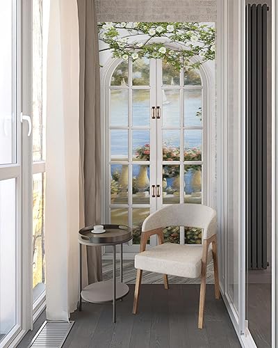 Miniatura 3 de FLFK Adhesivo mural para puerta, ventana blanca realista, despegar y pegar, tamaño combinado 32 x 80 pulgadas, dividido en 2 piezas