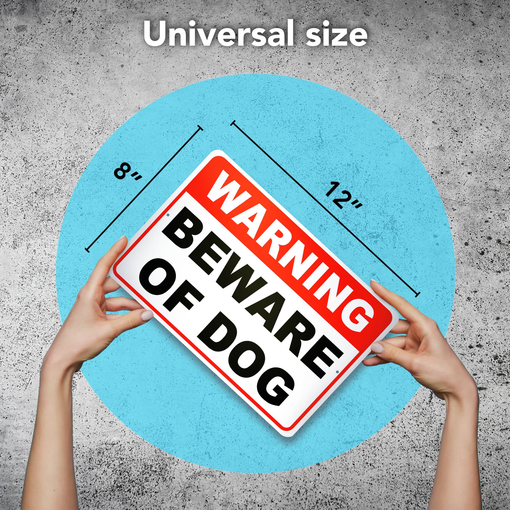 DIMARONGTON Beware of Dog Sign - 8 x 12 Aluminum Dog on Premises Sign - Dog Warning Signs for Property