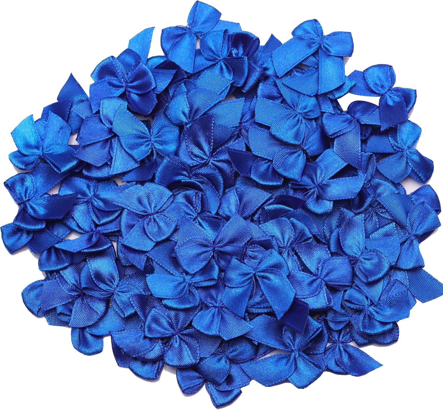 100 Pcs 1 Inch Pre-Tied Mini Satin Ribbon Bows in Navy Blue, Small Fabric Craft Bows for DIY Embellishments, Gift Wrapping, Hair Clips, Cardmaking & Wedding Decorations