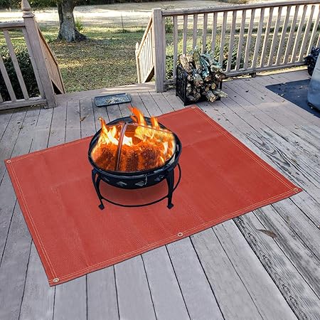 Fire Pit Mat?Silicone stove fire mat Retardant | Fireproof | Heat Resistant Ember Mat and Grill mat Under the stove, Protect your deck, terrace, lawn or campground from embers Washable (70? - 58)