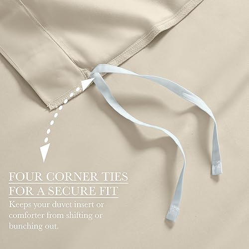 Miniatura 5 de Set de fundas para cobertor de 2 unidades, tamaño twin, una sola capa, sólido, de grapa larga de algodón peinado.