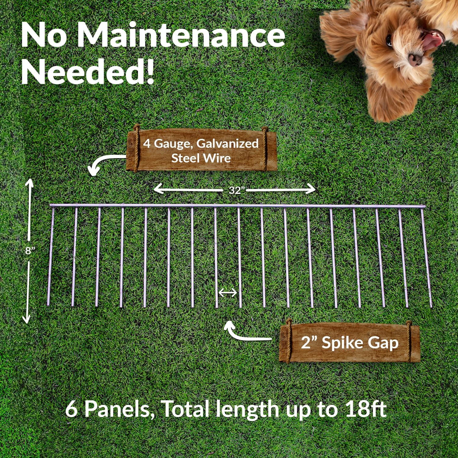 Dig Defence Original Animal Barrier Fence - Small/Medium Decorative Garden Fence, Outdoor No Dig Fence for Dogs and Rabbits, Yard and Patio - 32”(L) x 8”(H), 6 Pack