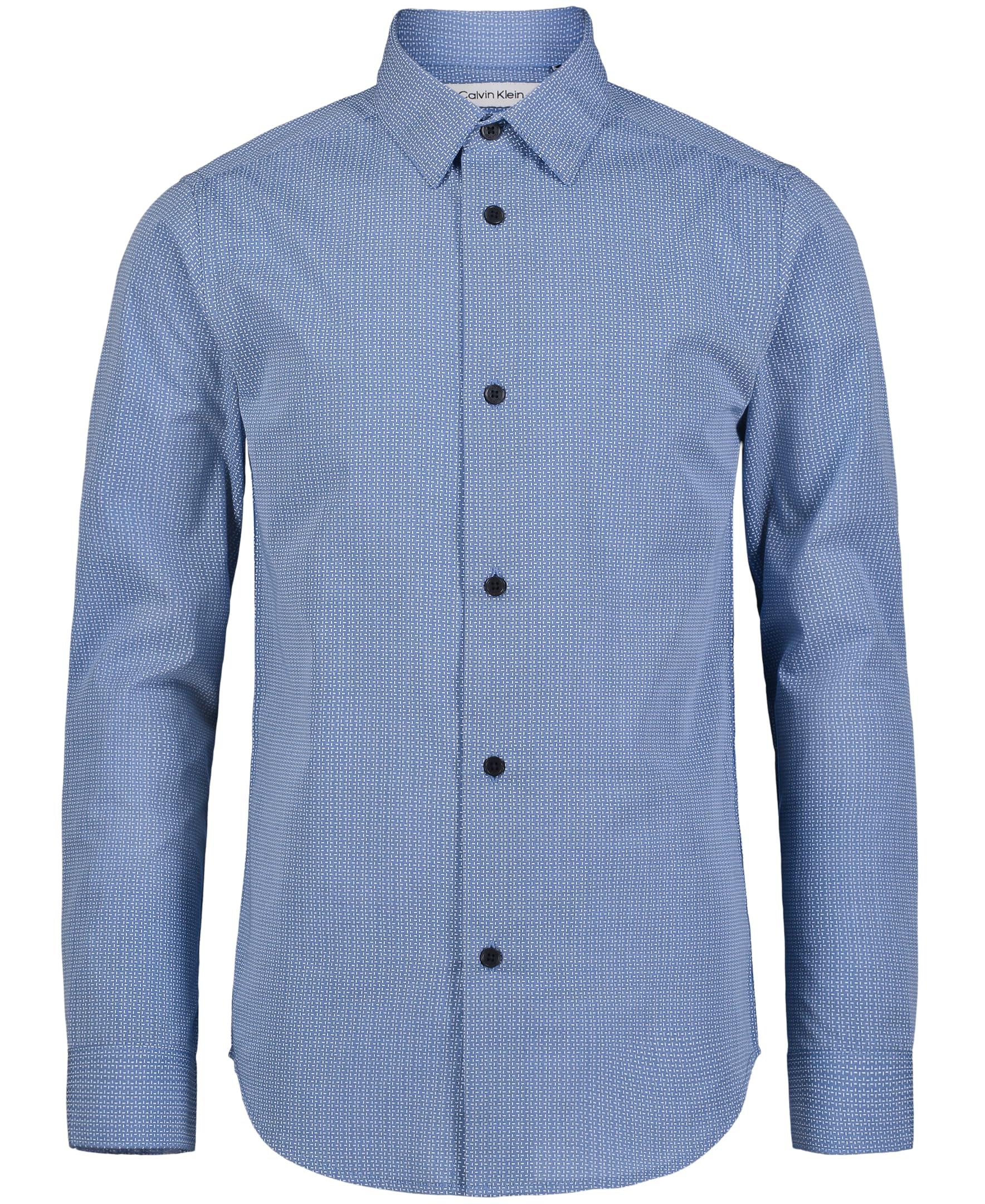 Calvin Klein Boys Long Sleeve Patterned Dress Shirt Button-Down Style with Cuffs Shirttail Hem