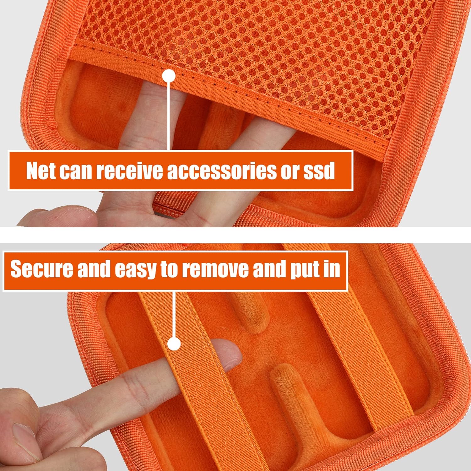 Aenllosi Hard Travel Case Replacement for SanDisk Extreme PRO SDSSDE81/SDSSDE80 / Extreme SDSSDE61 Portable 500GB/1/2/4 TB SSD(Black&Orange,Only Case) - Image 3