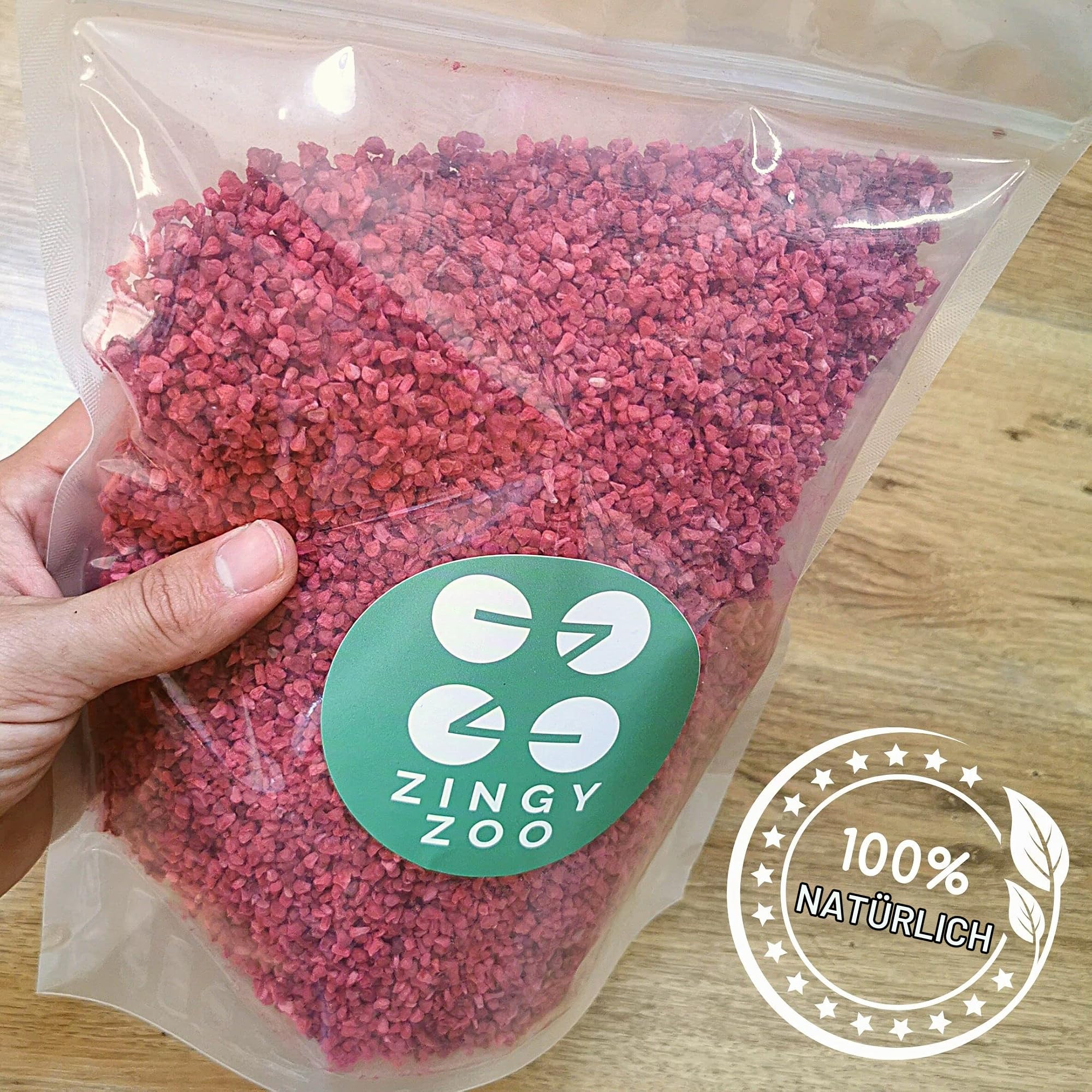 Gefriergetrocknete Himbeeren Stücke | XXL 500g Trockenfrüchte Gefriergetrocknet | Getrocknete Himbeeren Glutenfrei Gefriergetrocknete Früchte | Freeze Dried Fruit | Freeze Dried Raspberry | ZingyZoo