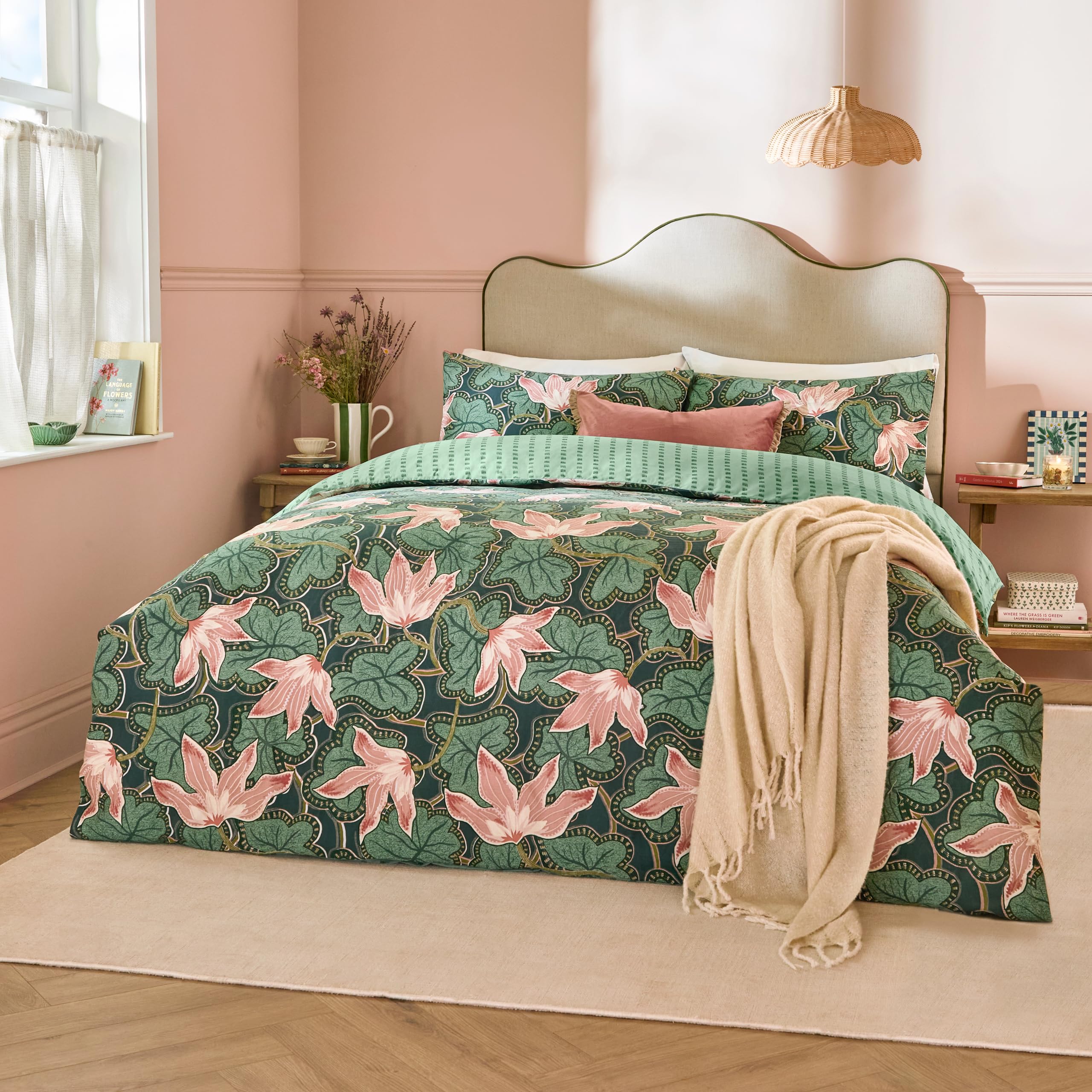 Furn Luella Printed Reversible Cotton Blend Duvet Cover Set | Size: Super King