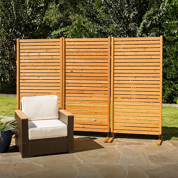 6.1ft H x 3ft W (1 Panel) Freestanding or Surface Mounted Enclo Tiaga Privacy Screen, Wood Privacy Fence Screen, Outdoor or Indoor Decorative Panel, Great for Balcony, Patio, Deck, EC18030
