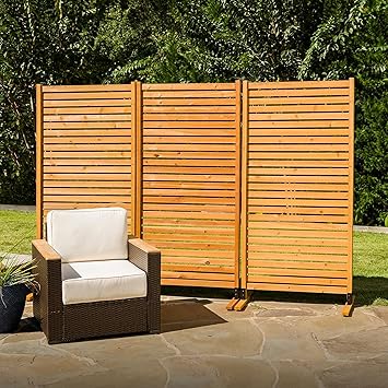 6.1ft H x 3ft W (1 Panel) Freestanding or Surface Mounted Enclo Tiaga Privacy Screen, Wood Privacy Fence Screen, Outdoor or Indoor Decorative Panel, Great for Balcony, Patio, Deck, EC18030