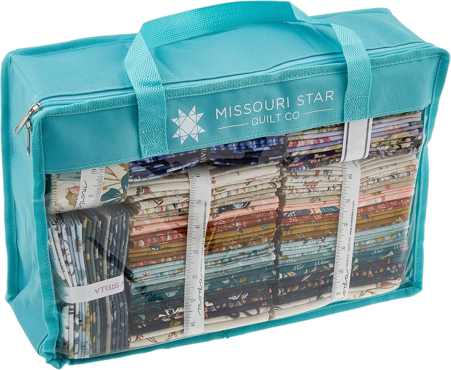 Missouri Star Storage Bag for Precut Fabrics for Quilting | Sewing Box Organizer Holds Fat Quarters, Charm Packs, Layer Cakes Missouri Star Precut Storage Bag - Large Agua