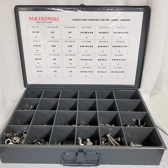 Stainless Steel 18.8 Bolt, NUT Washer Assortment Over 1,250 PCS