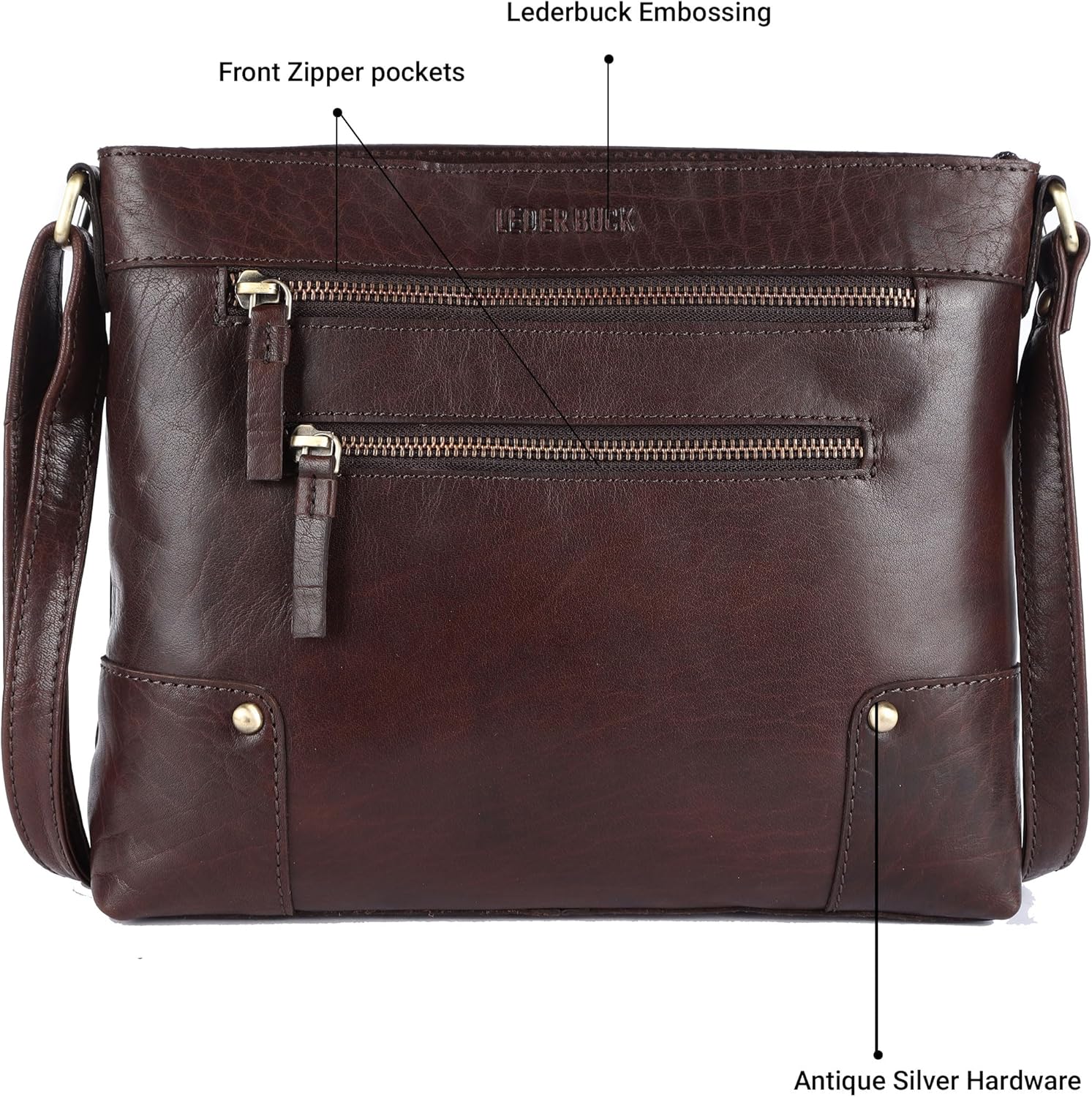 Mia Soft Real Leather Womens Crossbody Handbags and Purses-Triple Zip Premium Sling Crossover Shoulder Bag - Image 3